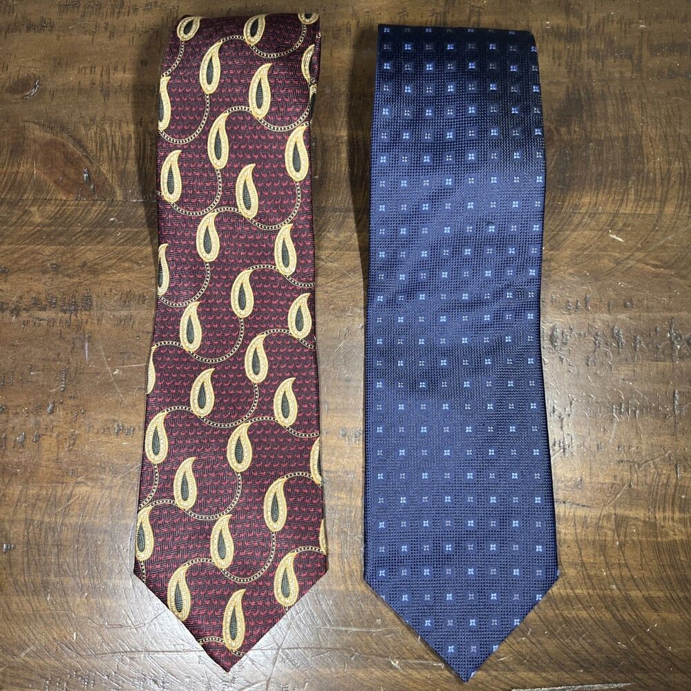 Lot Of 2 100% Silk Ties. (1) Bill Blass And (1) Valerio Garati. 4" Wide